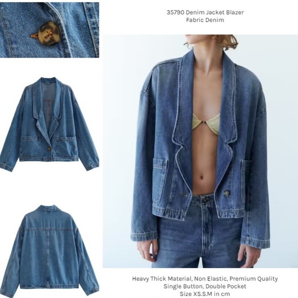 Zara Denim Jacket Blazer XS - Picture 1 of 9
